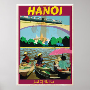 Póster Cartel vintage de viaje a Hanoi