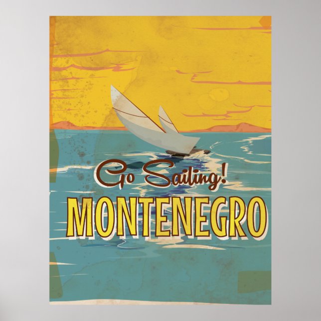 Póster Cartel vintage de viaje a Montenegro (Frente)