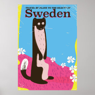 Póster Cartel vintage de viaje a Suecia
