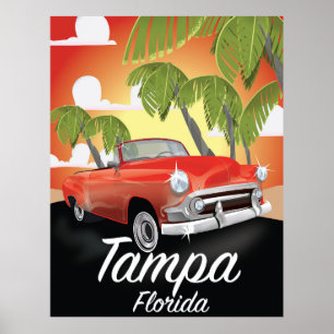 Póster Cartel vintage de viaje a Tampa Florida