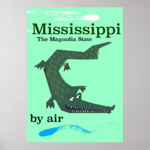 Póster Cartel vintage de viaje al caimán del Mississippi