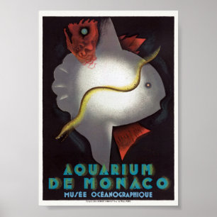 Póster Cartel vintage del acuario de Mónaco 1926