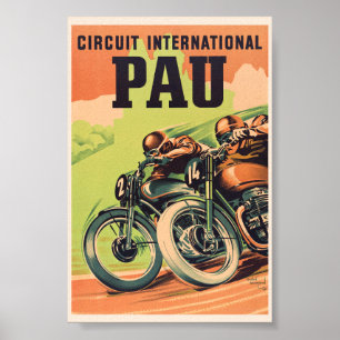 Póster Cartel vintage del Circuito internacional de Pau F