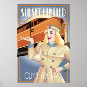 Póster Cartel vintage del ferrocarril Sunset Limited