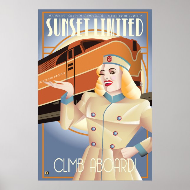 Póster Cartel vintage del ferrocarril Sunset Limited  (Frente)