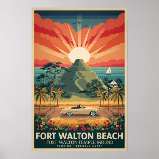 Póster Cartel Vintage del Montículo del Templo de Fort Wa