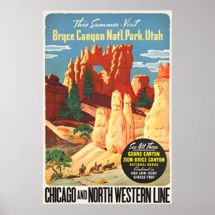 Póster Cartel vintage del Parque Nacional Bryce Canyon