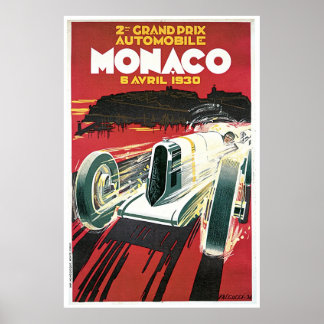 Póster Cartel vintage Mónaco 1930