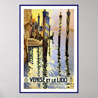 Póster Cartel vintage Print Venise Et Le Lido Italia