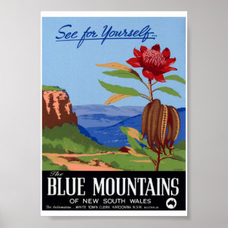 Póster Cartel vintage restaurado de Blue Mountains Austra