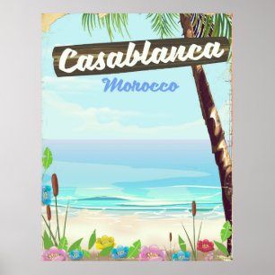 Póster Cartel vintage romántico de Casablanca Marruecos