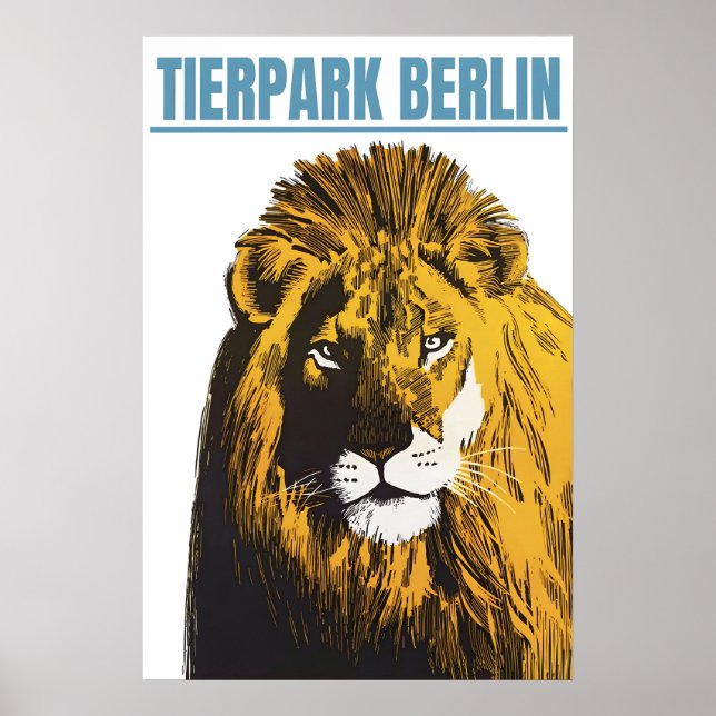 Póster Cartel Zoo Berlín (león) Tiergarten (Frente)