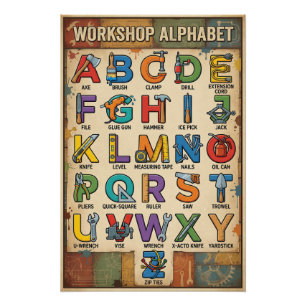 Póster Carteles alfabeto de la A a la Z