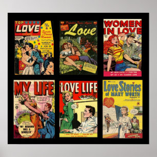 Póster Carteles antiguos portadas de cómics historias de