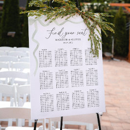Póster Carteles de Asientos de Boda Elegantes con Lazo Ve