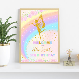 Póster Carteles de bienvenida al cumpleaños de Rainbow Fa
