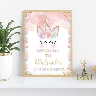 Póster Carteles de bienvenida de cumpleaños de Unicornio