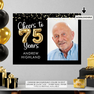 Póster Carteles de bienvenida de foto de cumpleaños a 75 