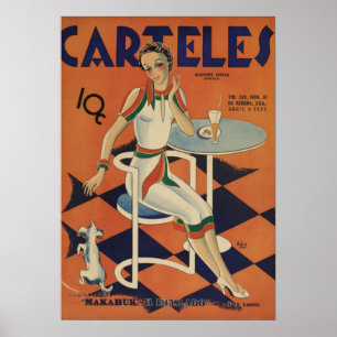 Póster Carteles de Café Mujer Vintage de los años 20