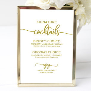 Póster Carteles de Cócteles con Firma Elegante Boda de Or