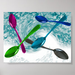 Póster Carteles de Cucharas Culinarias en un Vórtice