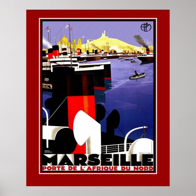 Póster Carteles de época viajan a Marsella Francia grande (Frente)