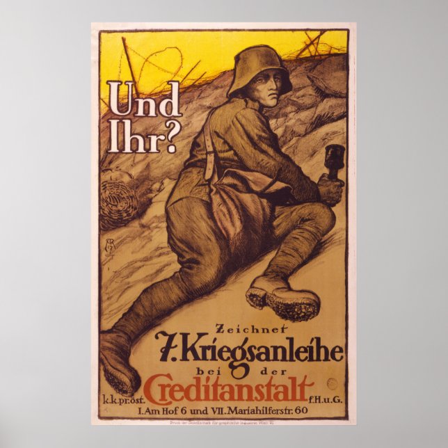 Póster Carteles de guerra antiguos de Alemania (Frente)