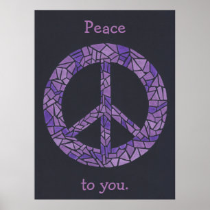 Póster Carteles de mosaico degradado signo de paz lavanda