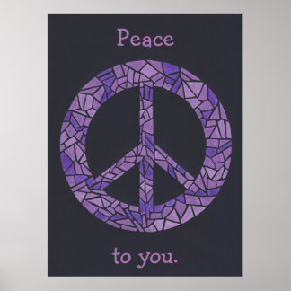 Póster Carteles de mosaico degradado signo de paz lavanda