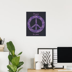 Póster Carteles de mosaico degradado signo de paz lavanda