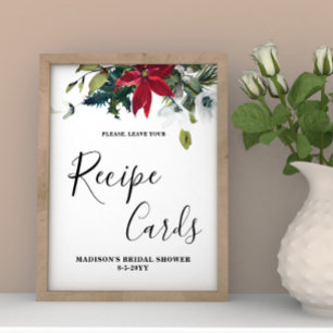 Póster Carteles de recetas de la ducha de novia Poinsetti