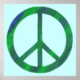 Póster Carteles de signo de paz azul y verde mezclados