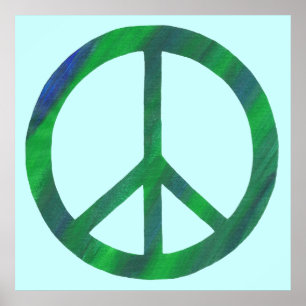 Póster Carteles de signo de paz azul y verde mezclados