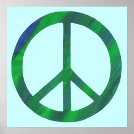 Póster Carteles de signo de paz azul y verde mezclados