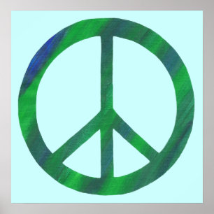 Póster Carteles de signo de paz azul y verde mezclados