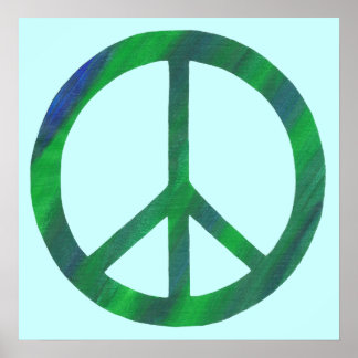 Póster Carteles de signo de paz azul y verde mezclados