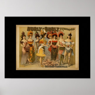 Póster Carteles de teatro antiguos Hurly-Burly Vaudevilli