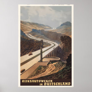 Póster Carteles de viaje antiguos de carreteras nacionale