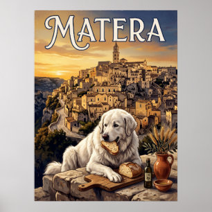 Póster Carteles de viaje antiguos Matera Italia Perro