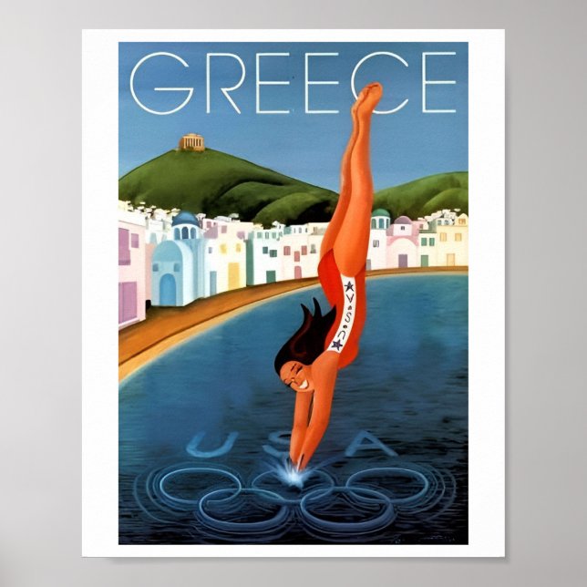 Póster Carteles de viaje de la Grecia antigua (Frente)