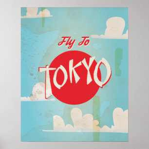 Póster Carteles de viaje de Tokio antiguo, Japón