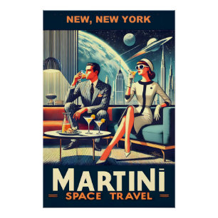 Póster Carteles de viaje espacial Martini New York
