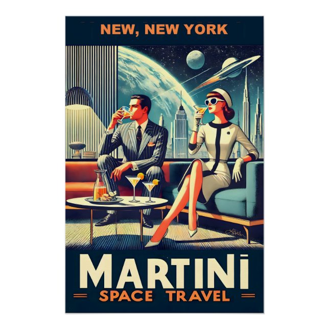 Póster Carteles de viaje espacial Martini New York (Anverso)