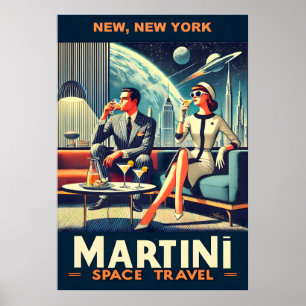 Póster Carteles de viaje espacial Martini New York