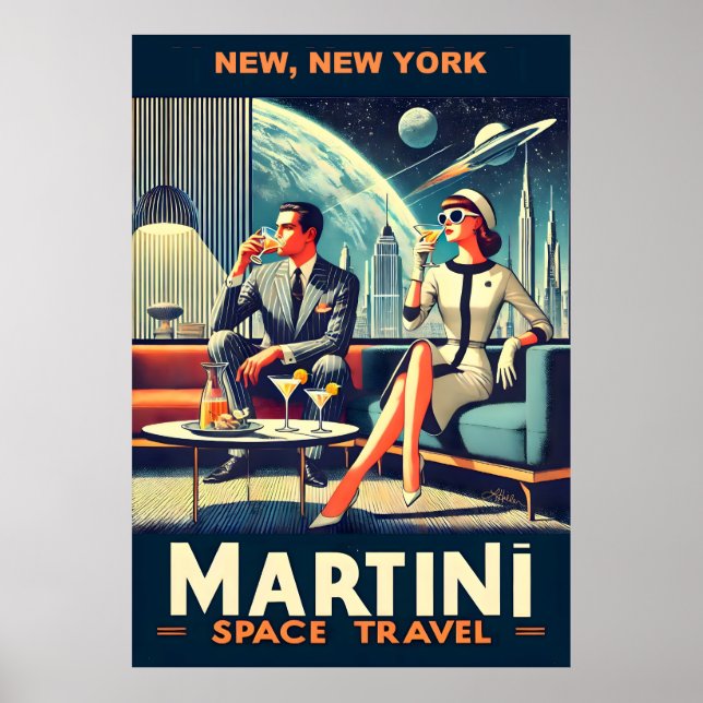 Póster Carteles de viaje espacial Martini New York (Frente)
