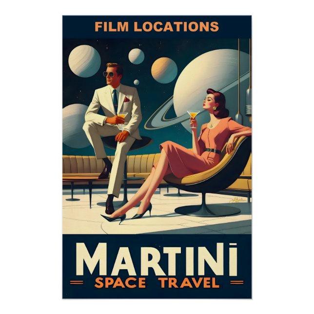 Póster Carteles de viaje espaciales de Martini Ubicacione (Anverso)