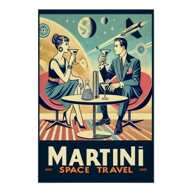 Póster Carteles de viajes espaciales de Martini (Anverso)