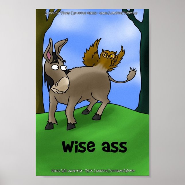 Póster Carteles Divertidos de Burro/Lechuza WiseAss (Frente)
