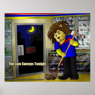 Póster Carteles Divertidos de León Barrer Esta Noche por