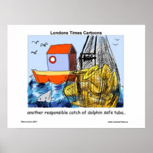 Póster Carteles Divertidos de Tuba Segura para Delfines